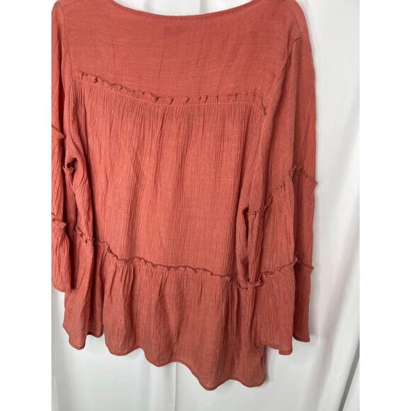 Est 1946 shirt blouse top women's large dark peachy apricot flowy built in linin - Picture 5 of 13